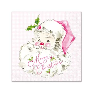 Pink Santa Paper Beverage Napkins