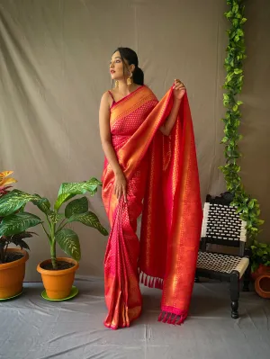 Pink Saree in Pure Kanjeevaram Silk for wedding