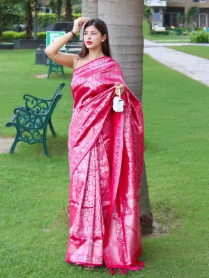 Pink Saree in Pure Kanjeevaram Silk