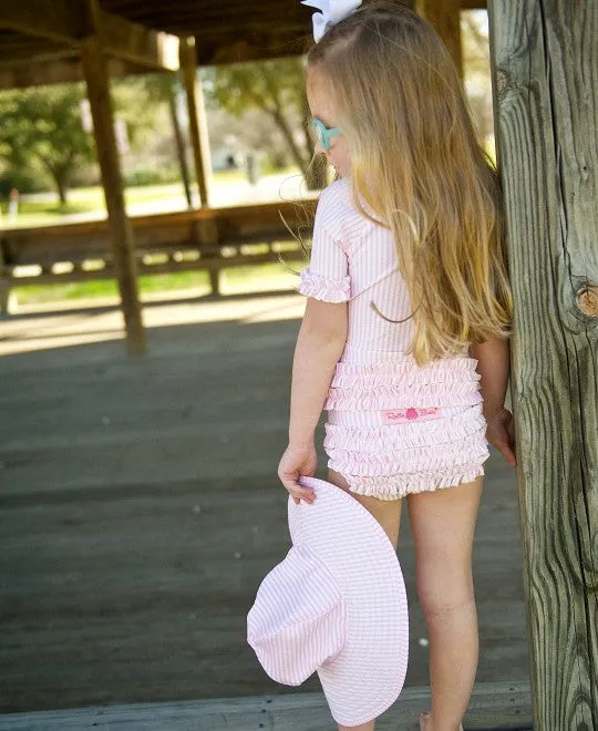 Pink Seersucker Swimsuit