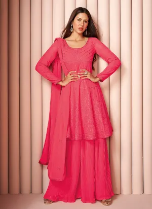 Pink Sequence Embroidered Designer Sharara Suit