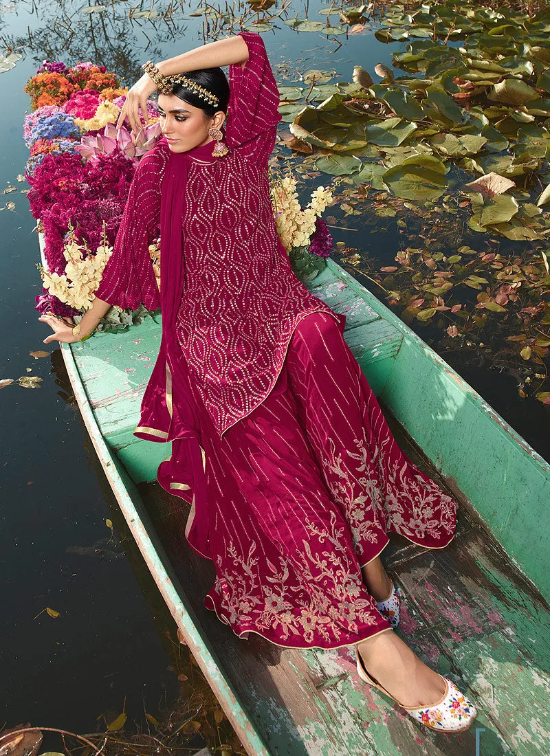 Pink Sequence Embroidered Gharara Suit