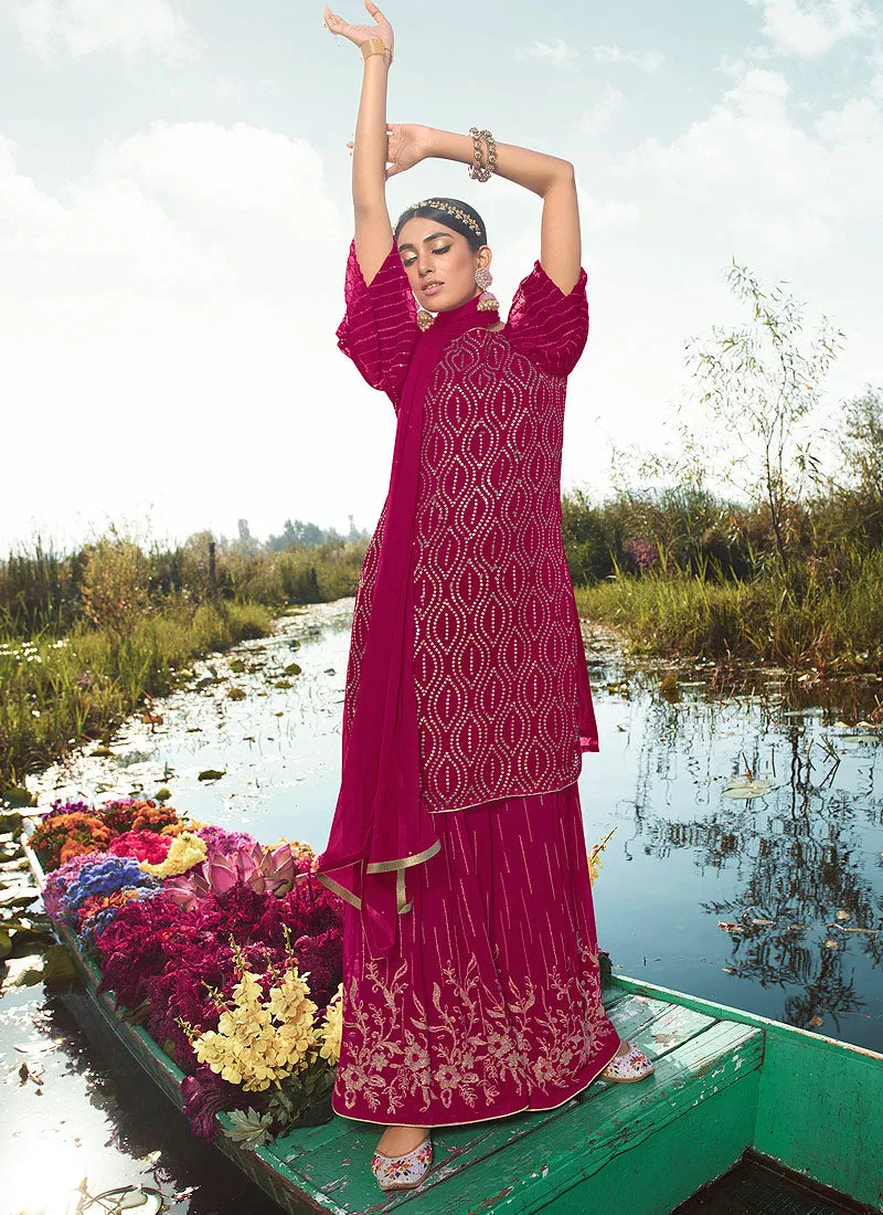 Pink Sequence Embroidered Gharara Suit