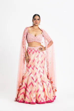 PINK SEQUIN LEHENGA SET