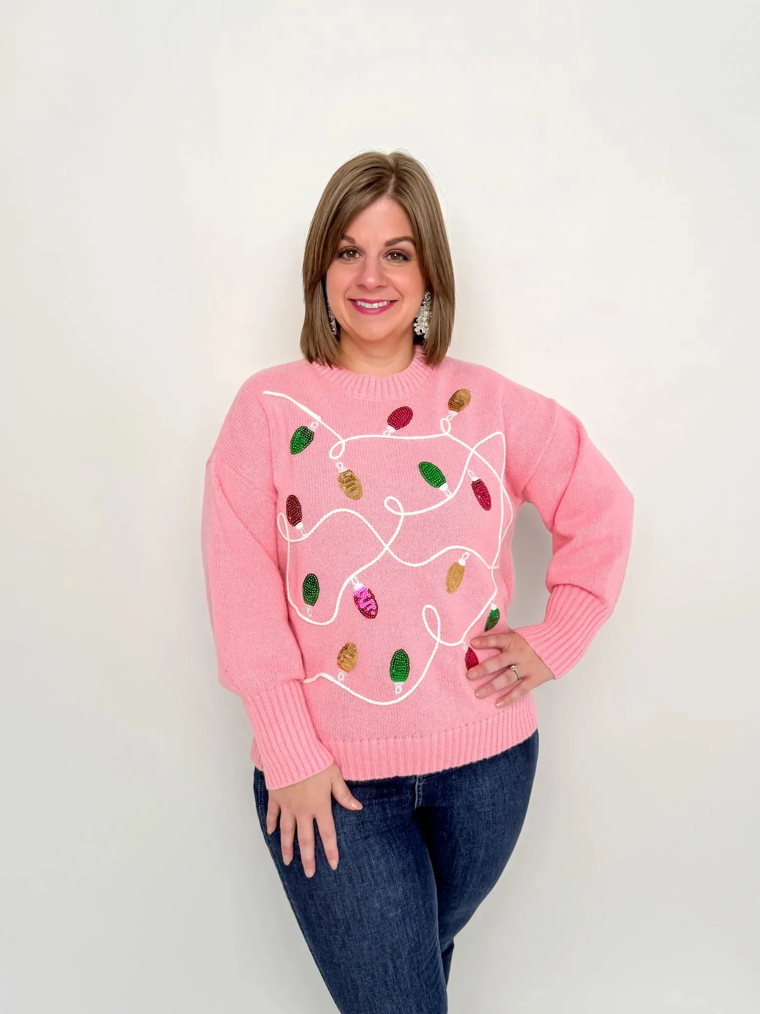 Pink Sequin Lights Sweater