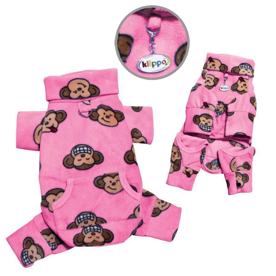 Pink Silly Monkey Fleece Turtleneck Dog Pajamas