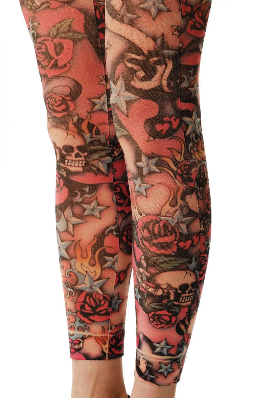 Pink Skulls & Roses 500 Den Footless