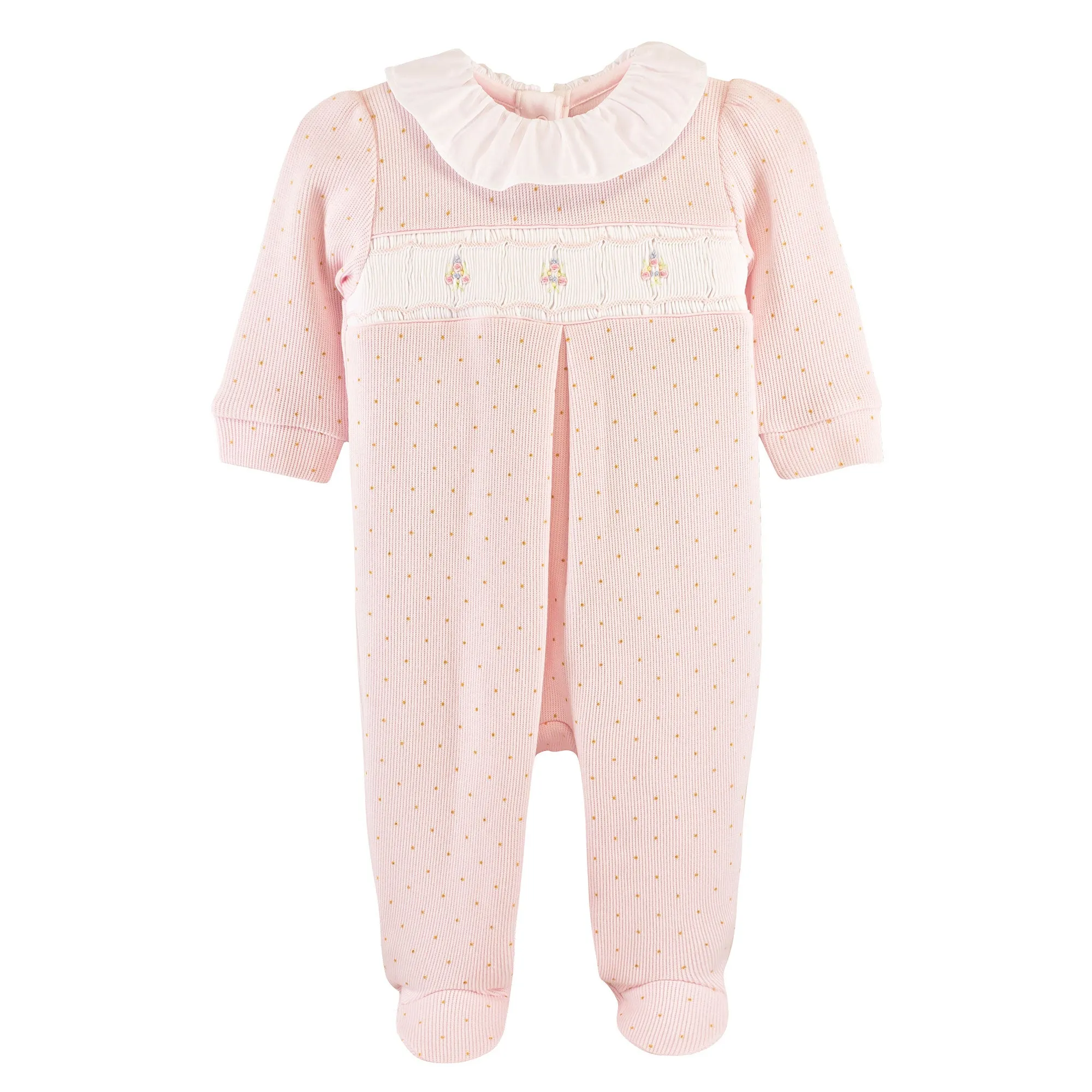 Pink Smocked English Knot Footie