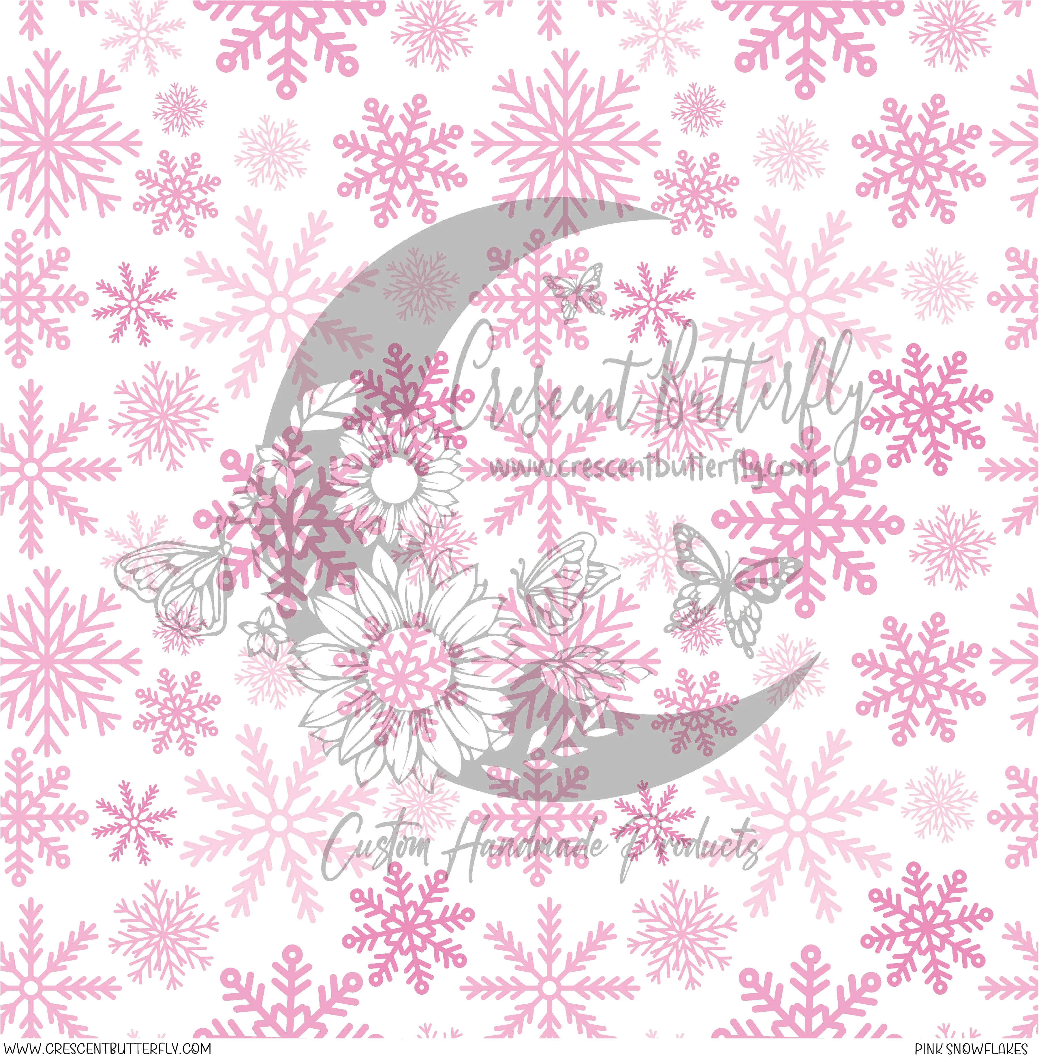 Pink Snowflakes Printed Vinyl Sheet/Wrap