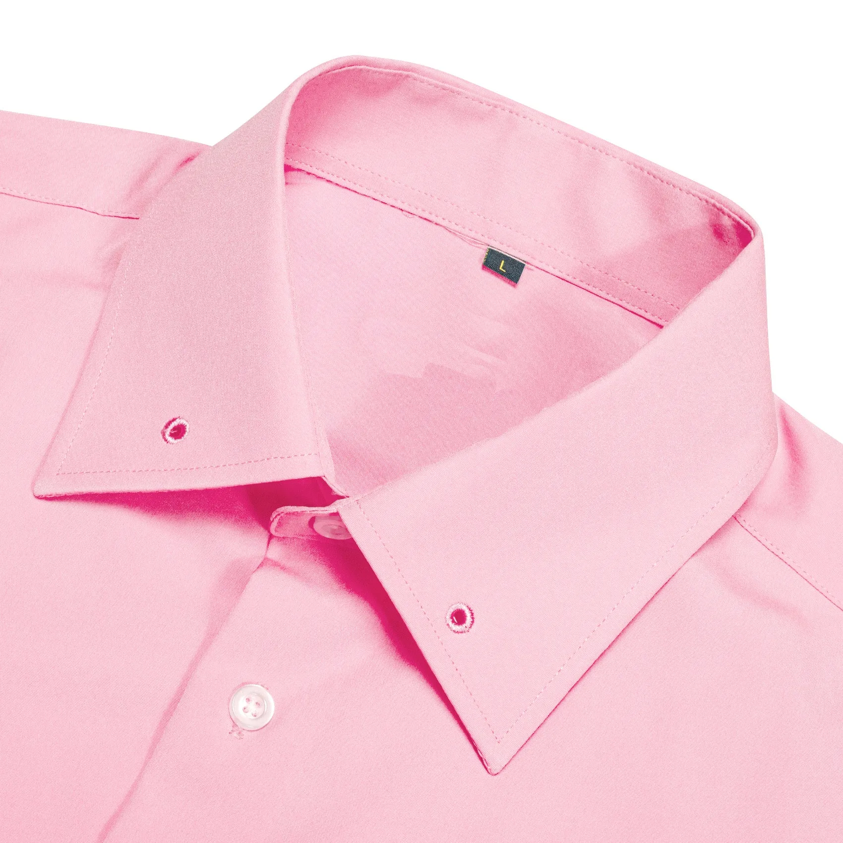 Pink Solid Woven Men's Long Sleeve Shirt