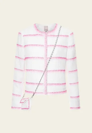 Pink Stripe White Tweed Jacket