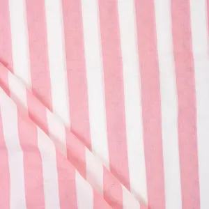 Pink Striped Printed Cotton Fabric