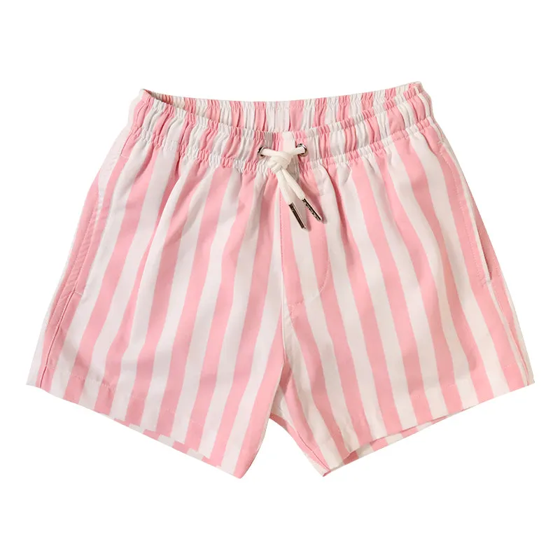 Pink Stripes - Kids Swim Trunks