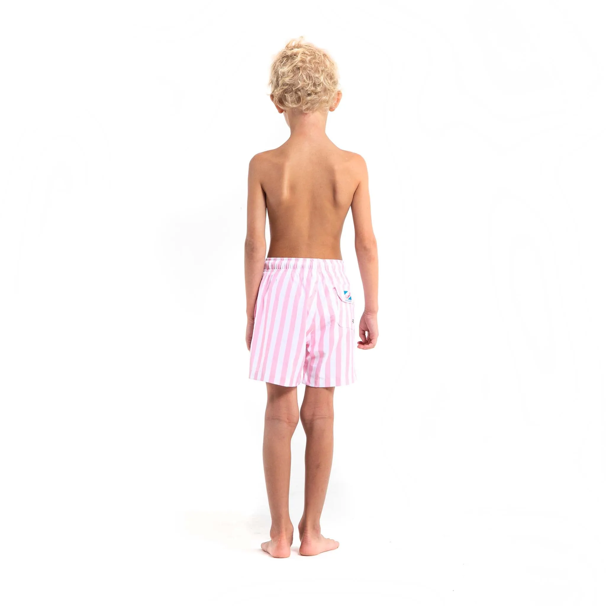 Pink Stripes - Kids Swim Trunks