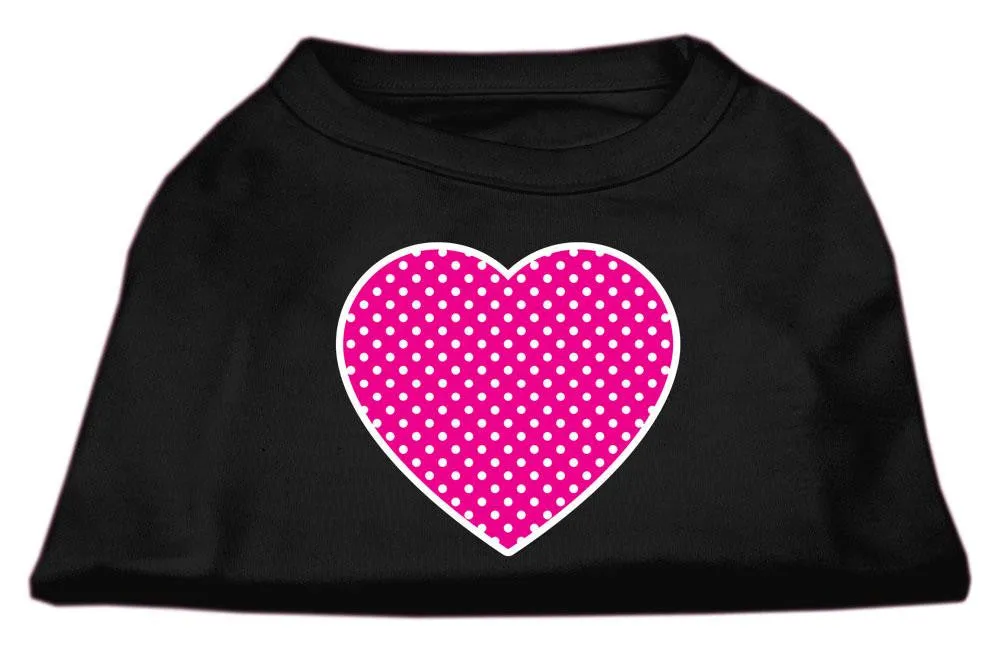 Pink Swiss Dot Heart Screen Print Shirt Black Med (12)