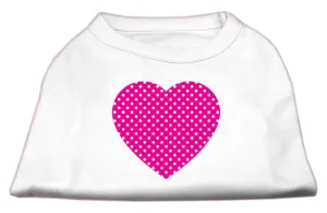 Pink Swiss Dot Heart Screen Print Shirt White XS (8)