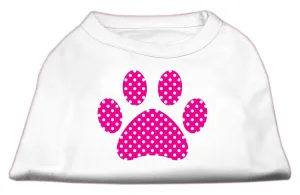 Pink Swiss Dot Paw Screen Print Shirt White L (14)