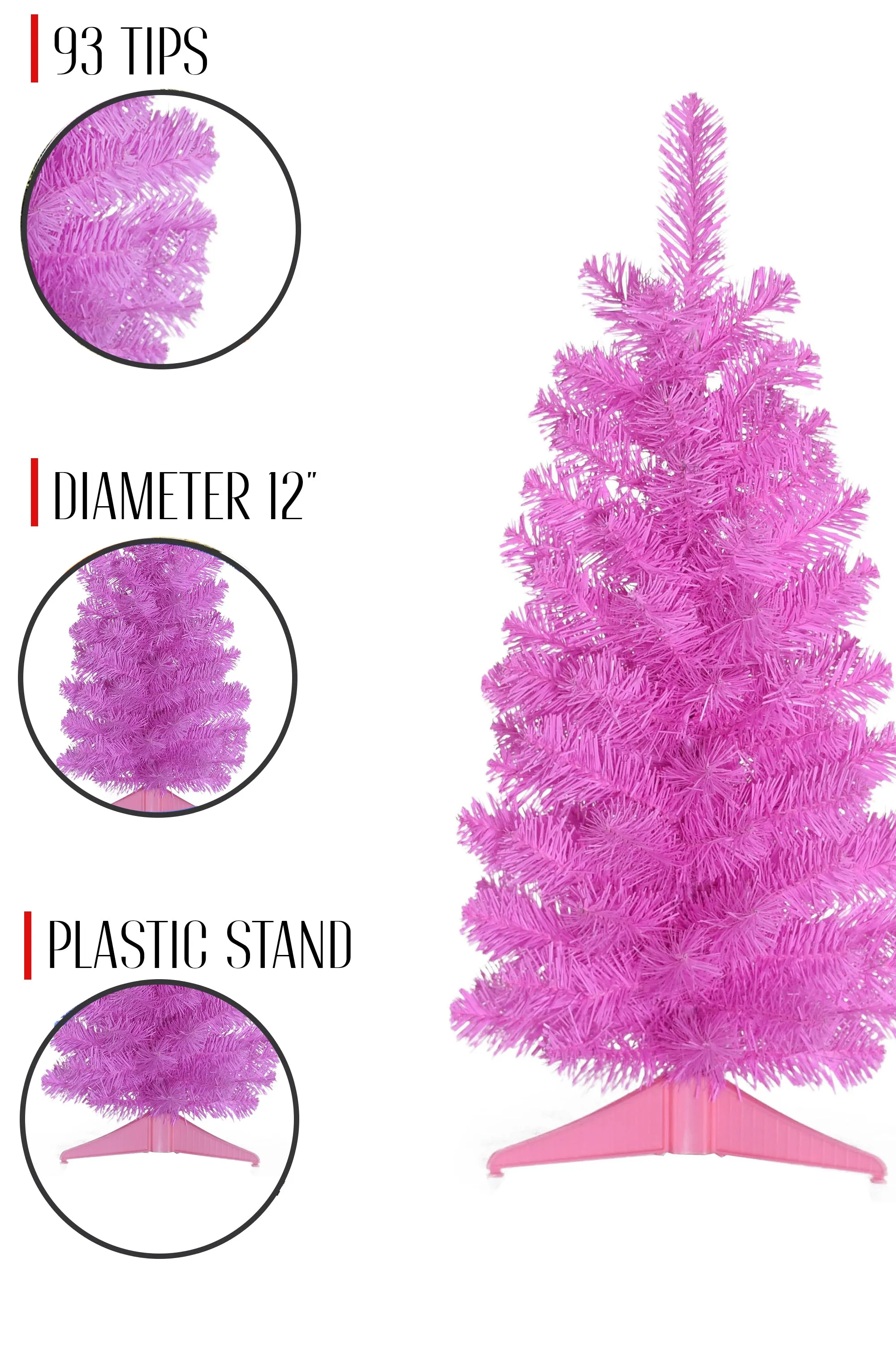 Pink Tabletop Christmas Tree with Stand Tree