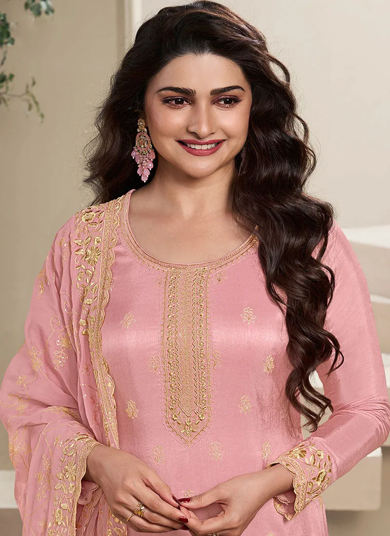 Pink Thread Work Embroidery Salwar Kameez Suit