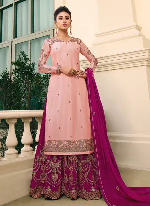 Pink Two Tone Designer Gharara Style Suit