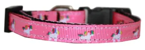 Pink Unicorn Nylon Dog Collar Sm