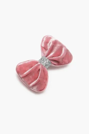 Pink Velvet Bow Hair Clip