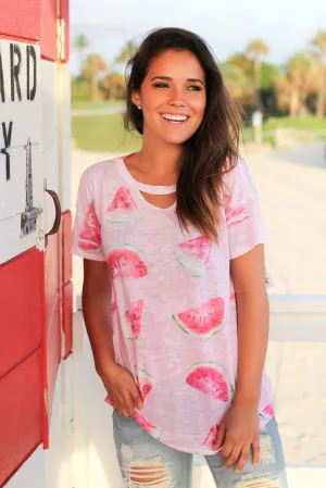 Pink Watermelon Top with Keyhole