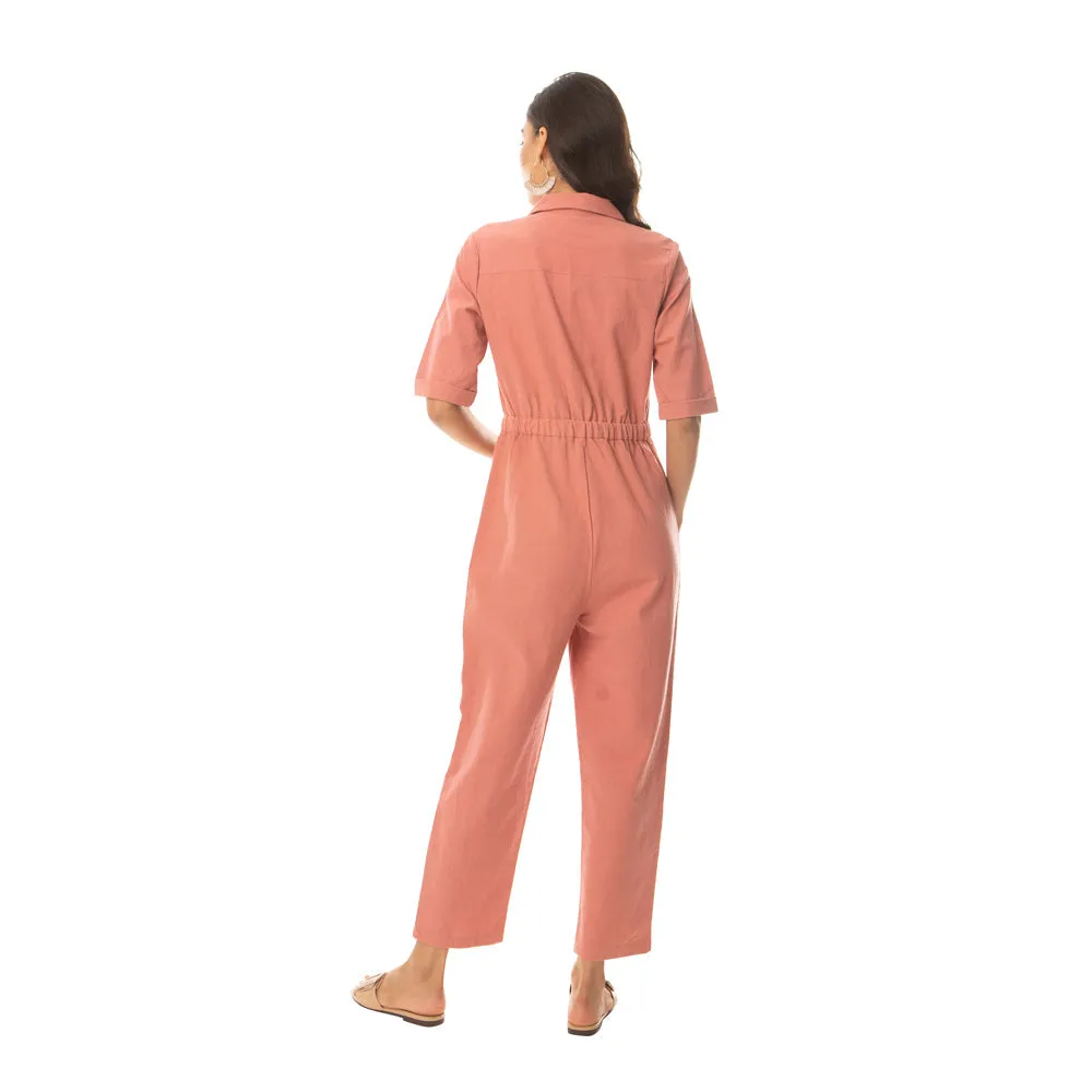 Pink Widow Collar Jumpsuit