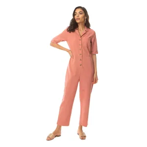 Pink Widow Collar Jumpsuit