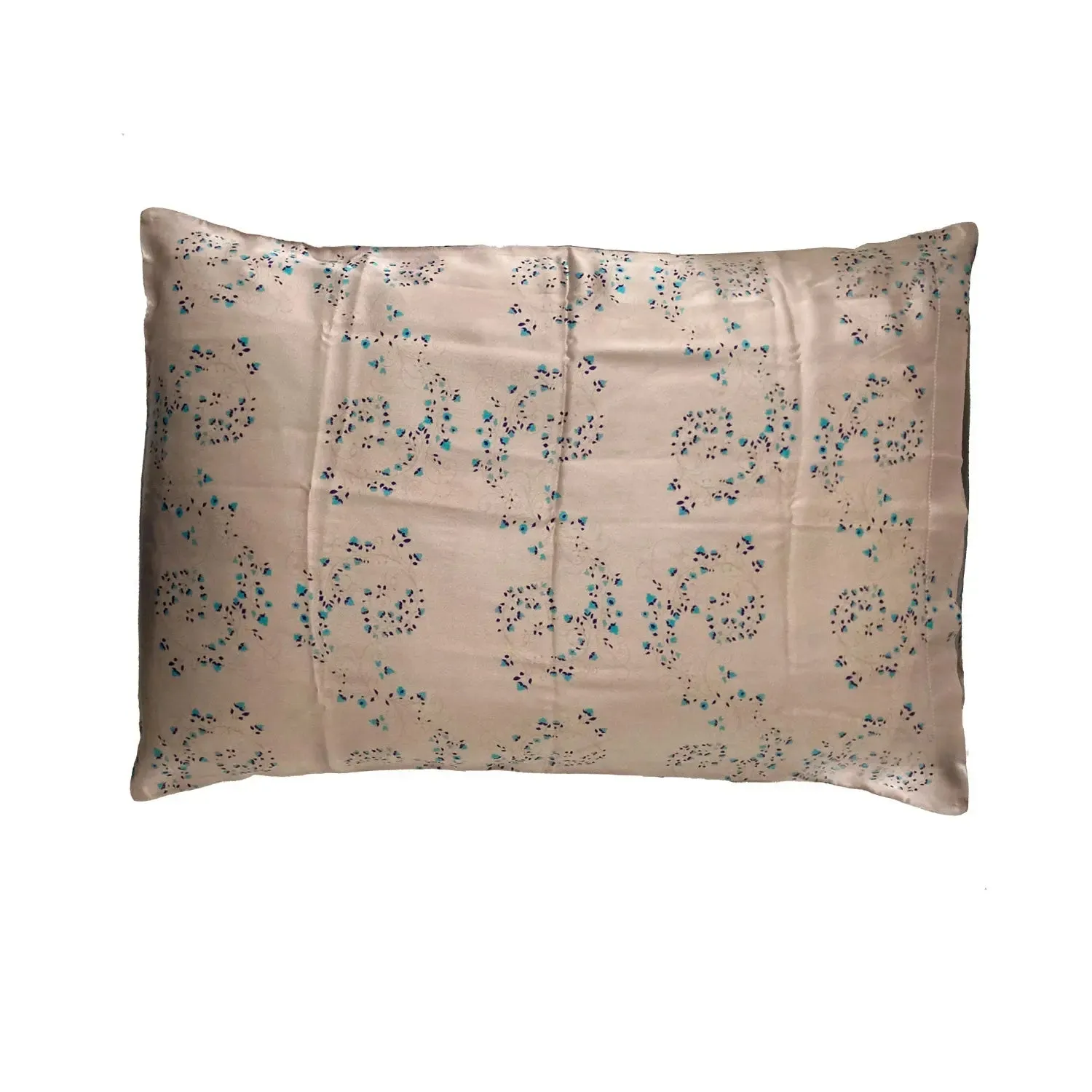 Pink With Fibonacci Turquoise Flowers Silk Pillowcase