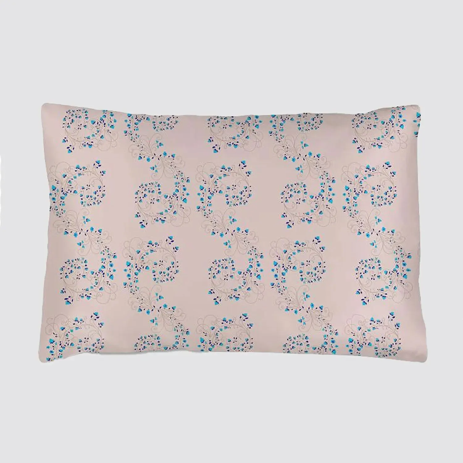 Pink With Fibonacci Turquoise Flowers Silk Pillowcase