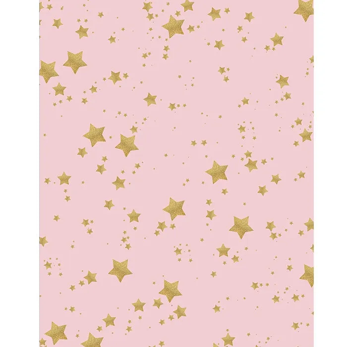 Pink with Gold Glitter Stars Printed Backdrop