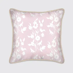 Pink With White Foliage Silk Cushion