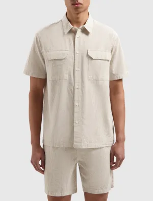 Pinstripe Short Sleeve Shirt | Taupe