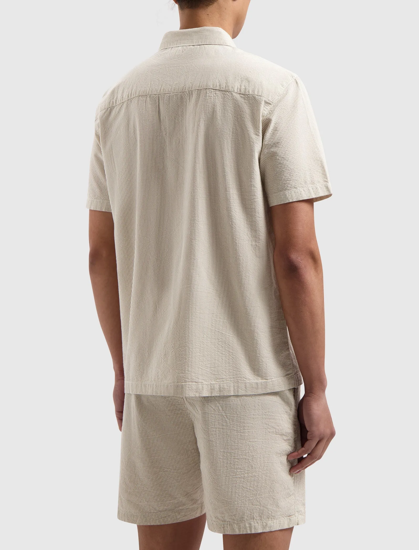 Pinstripe Short Sleeve Shirt | Taupe