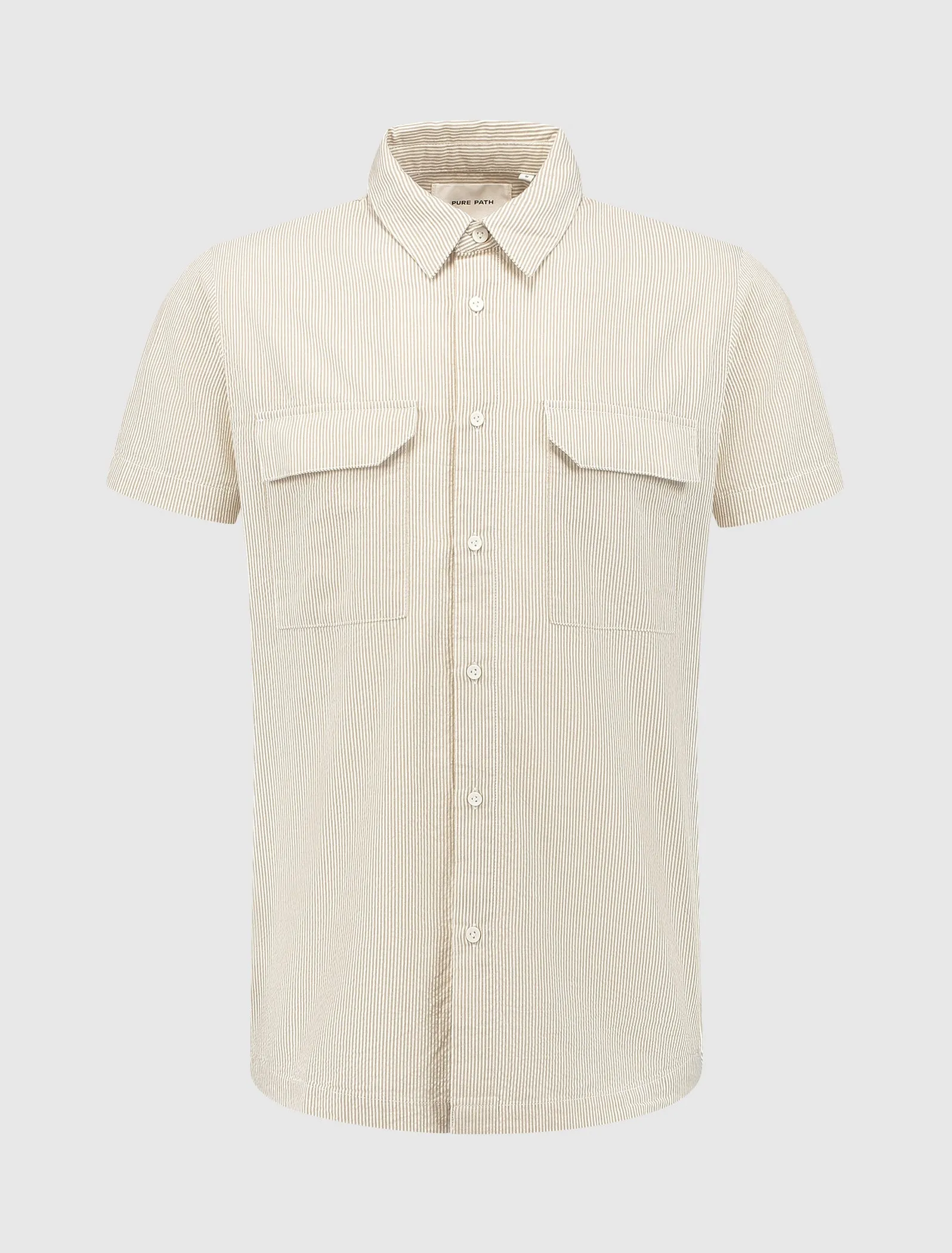 Pinstripe Short Sleeve Shirt | Taupe