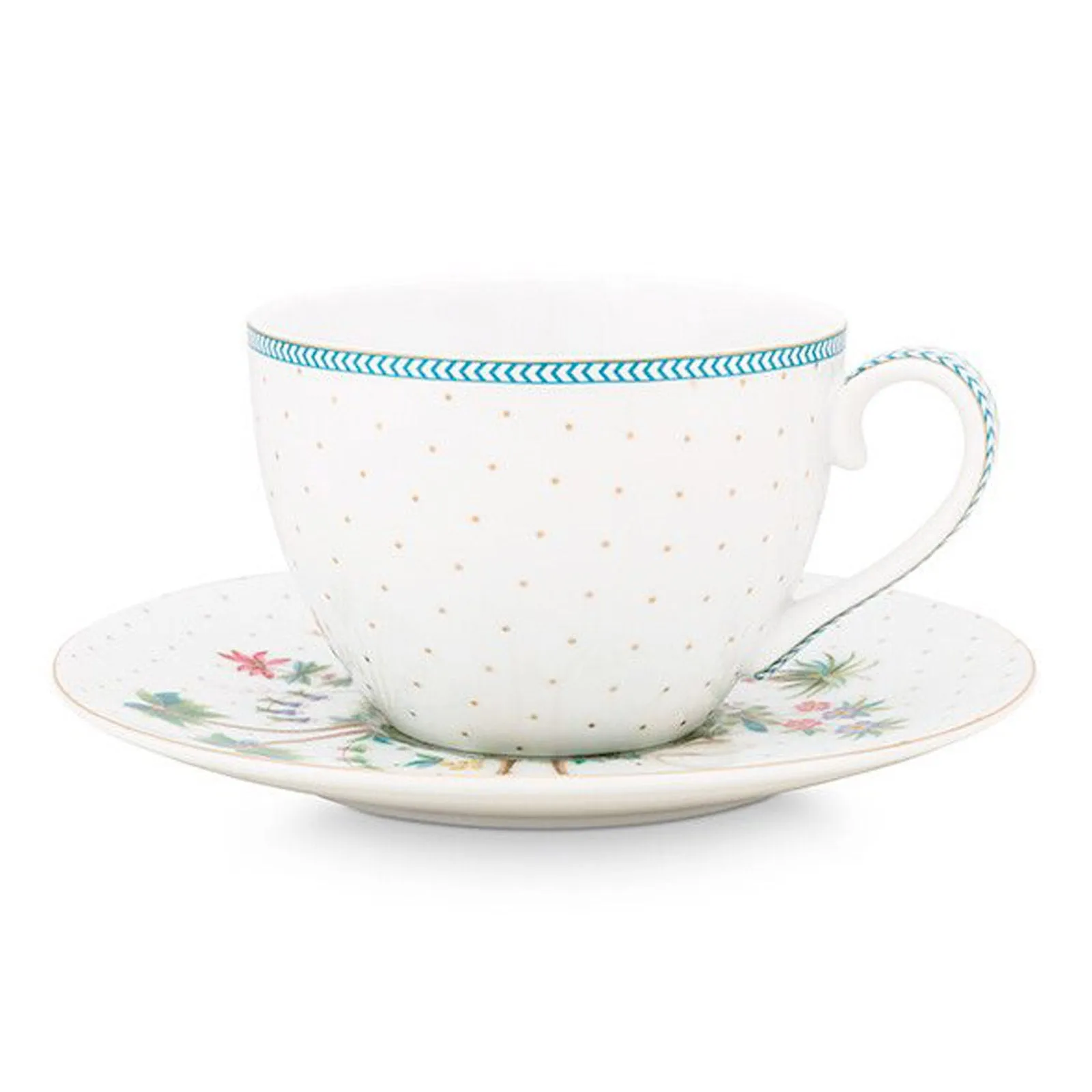 Pip Studio Jolie Dots Set of 2 Cups & Saucers - White & Gold