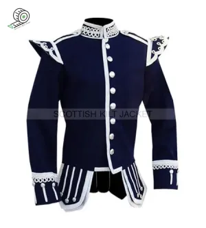 Pipe Band Doublet jacket with Silver Trim and Braid