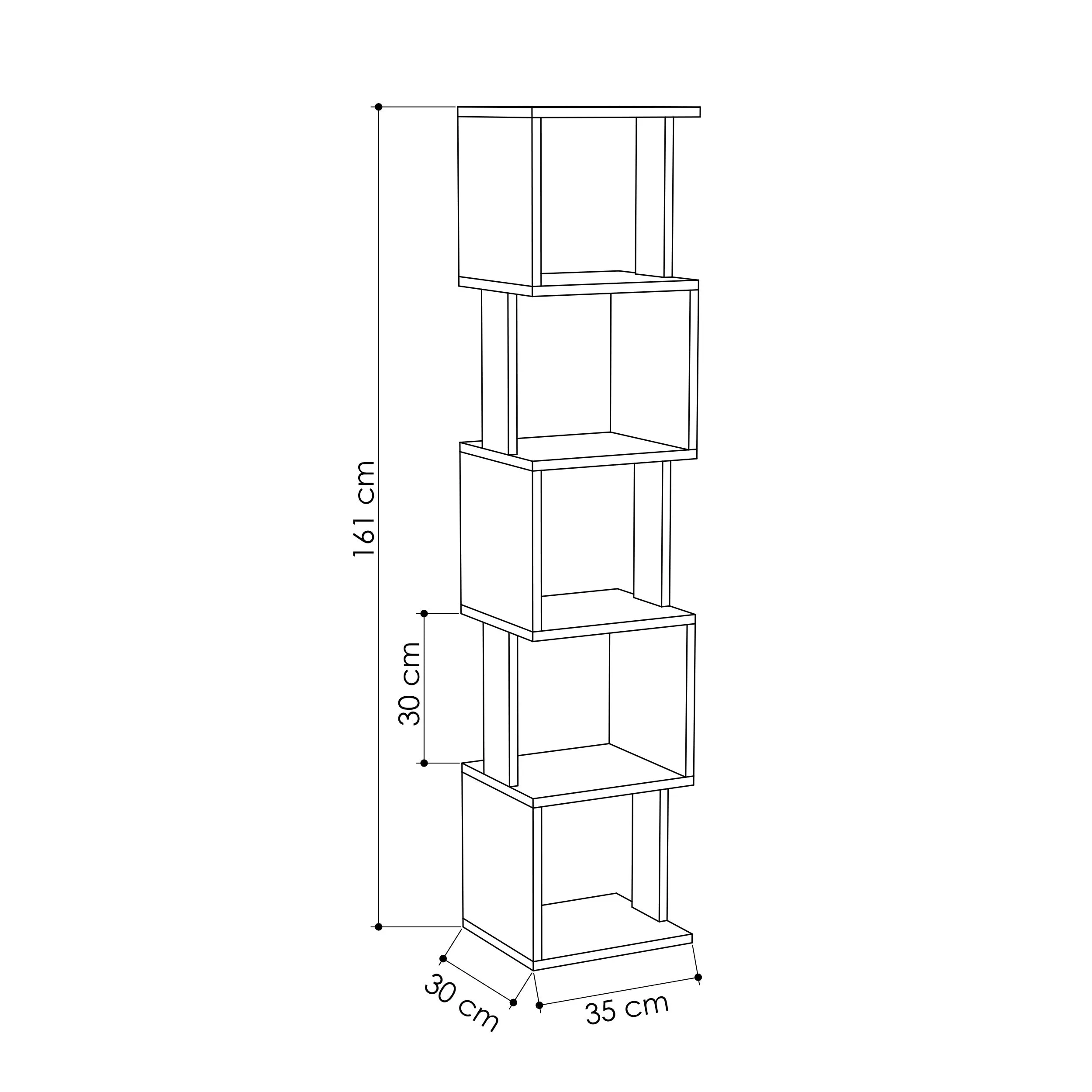 Piri Modern Bookcase Display Unit Tall 161cm