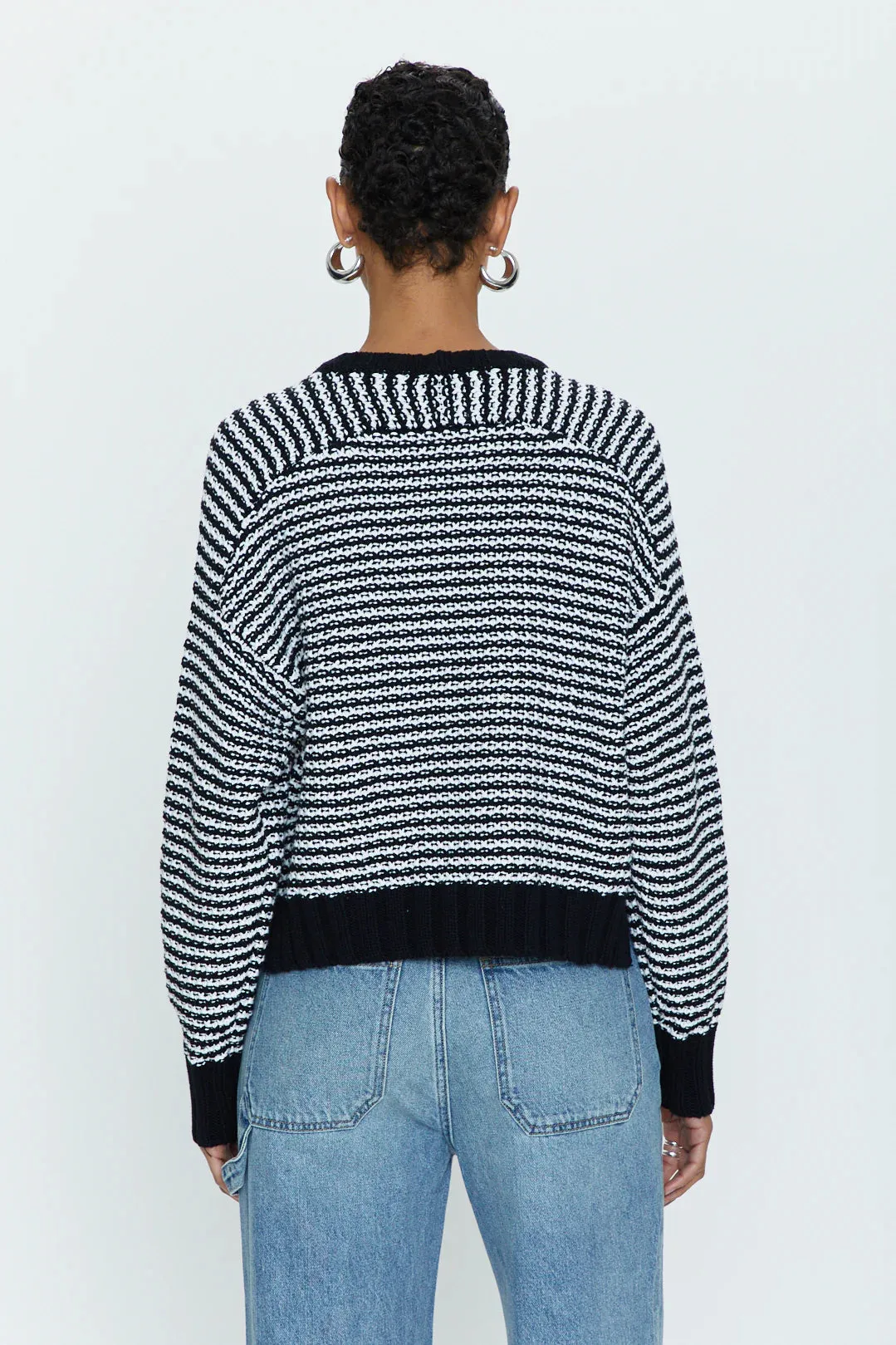 PIS Adina Every Day Stripe Sweater in Midnight White