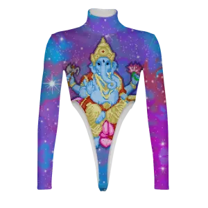 Pixel Ganesha All Over Print Women's Turtleneck Jumpsuit