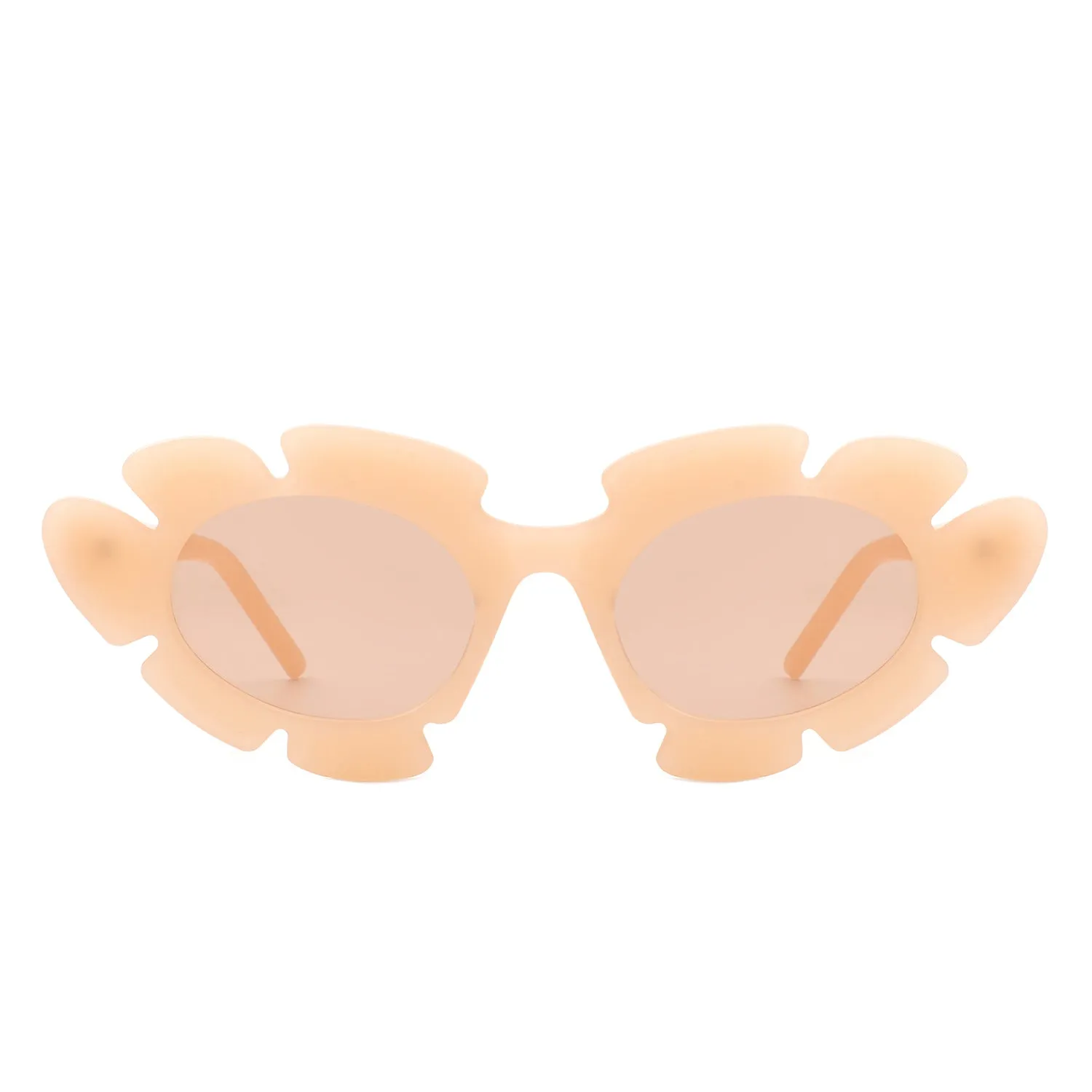 Pixielan - Women Irregular Round Cut-Out Cat Eye Flower Design Fashion Sunglasses