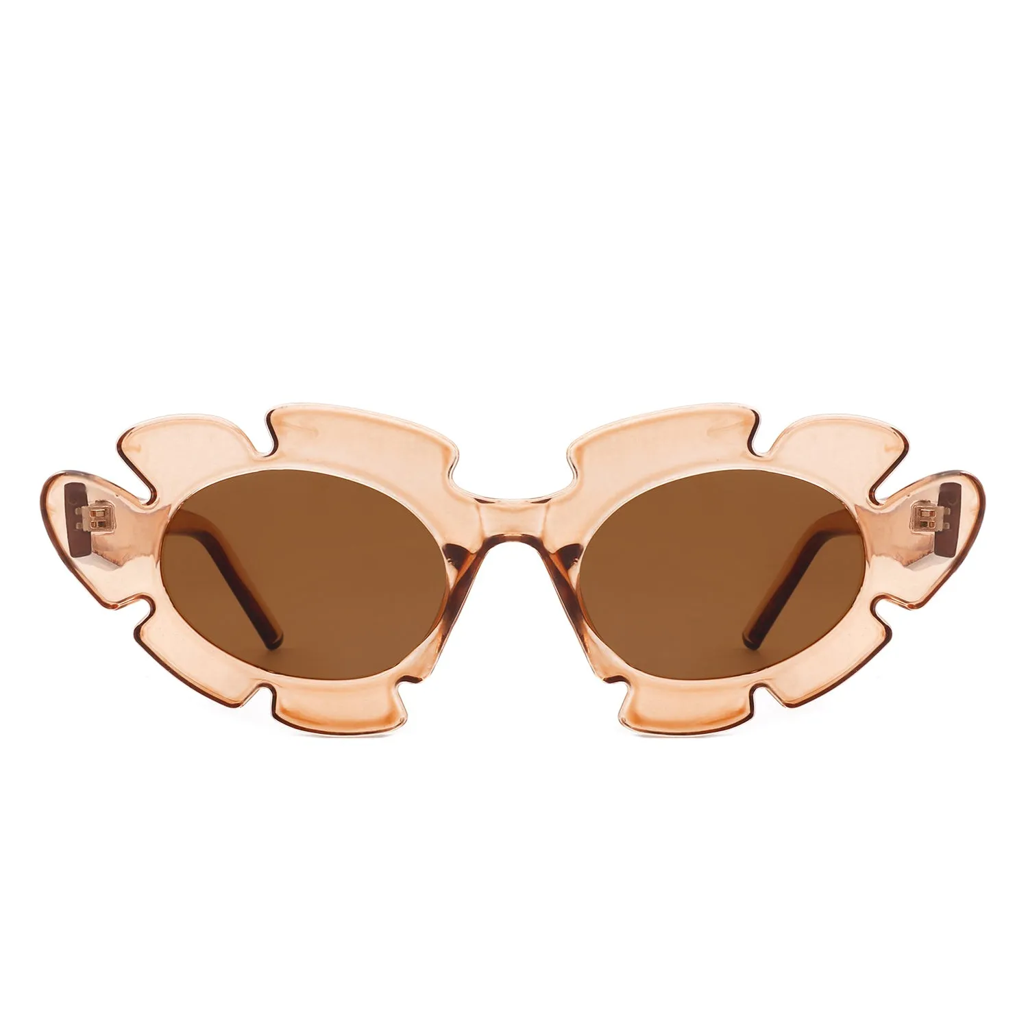 Pixielan - Women Irregular Round Cut-Out Cat Eye Flower Design Fashion Sunglasses