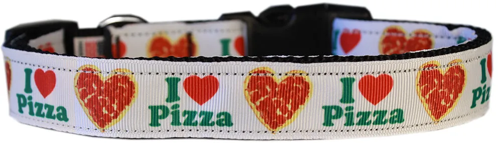 Pizza Party Nylon Dog Collar Md Narrow