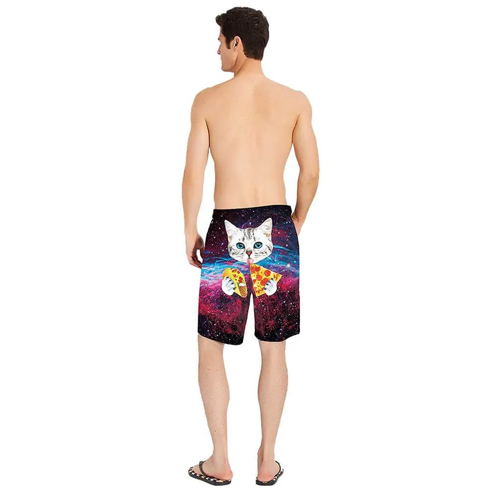 Pizza Taco Cat Funny Swim Trunks