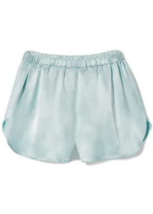 PJ HARLOW Brittany Satin Boy Short with Elastic Waistband - Aqua