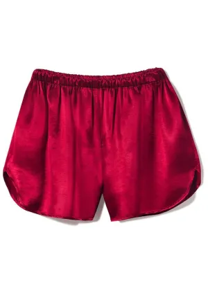 PJ HARLOW Brittany Satin Boy Short with Elastic Waistband - Red