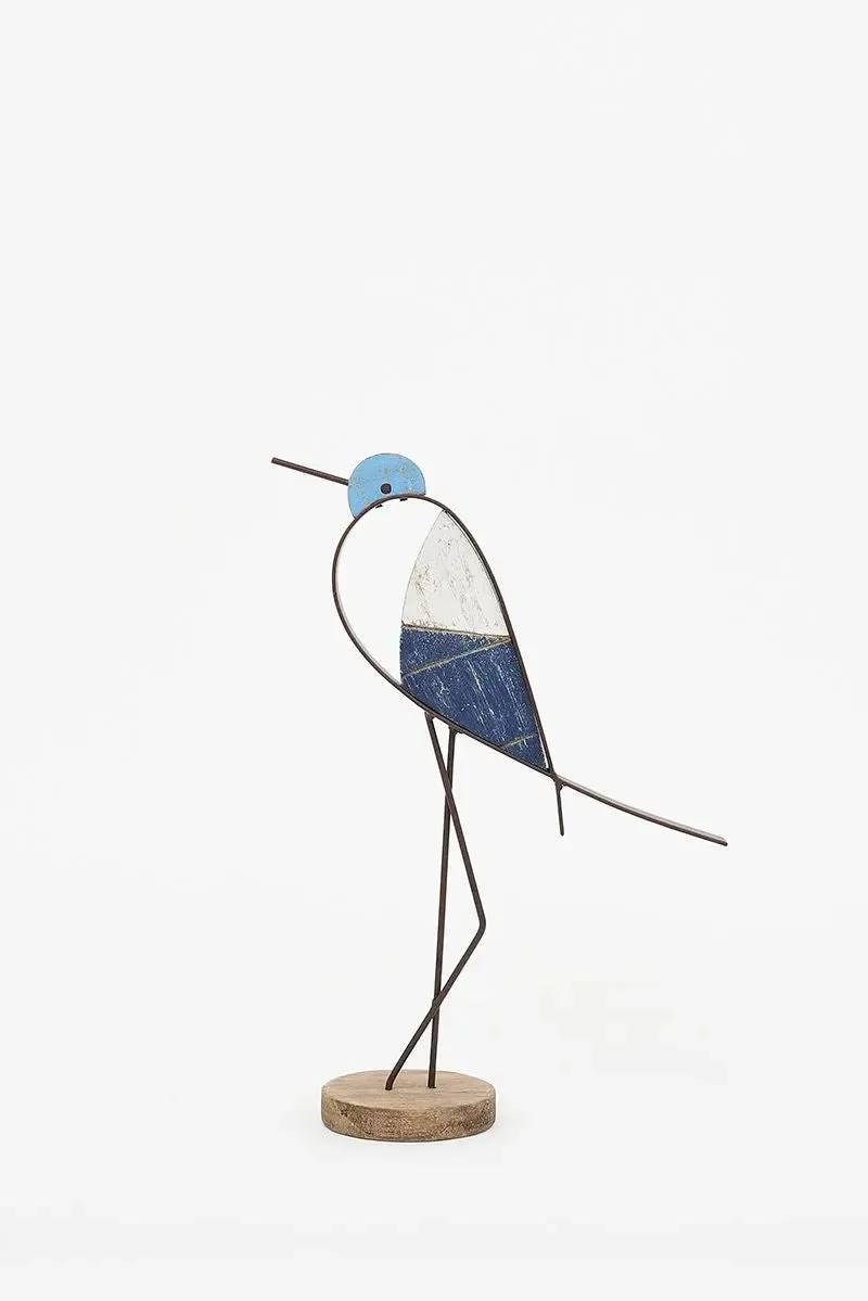 Pájaro decorativo en madera y metal