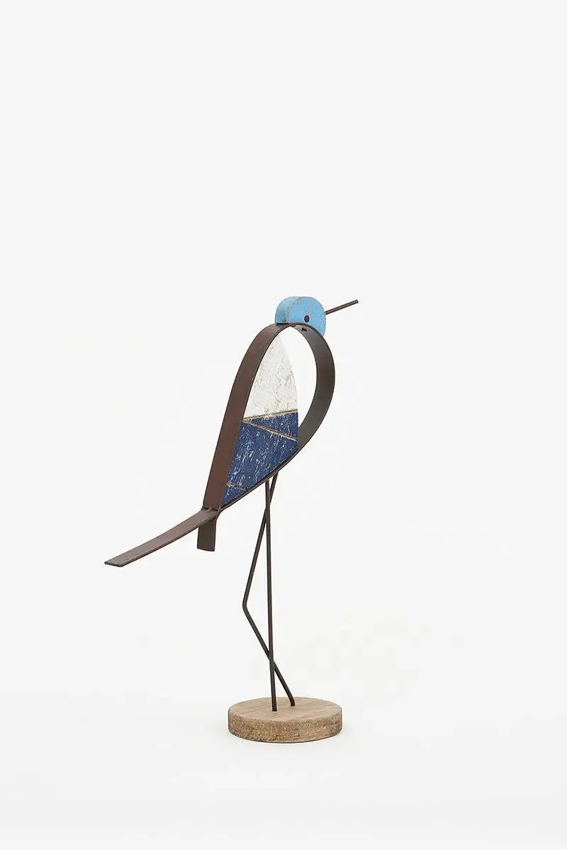 Pájaro decorativo en madera y metal