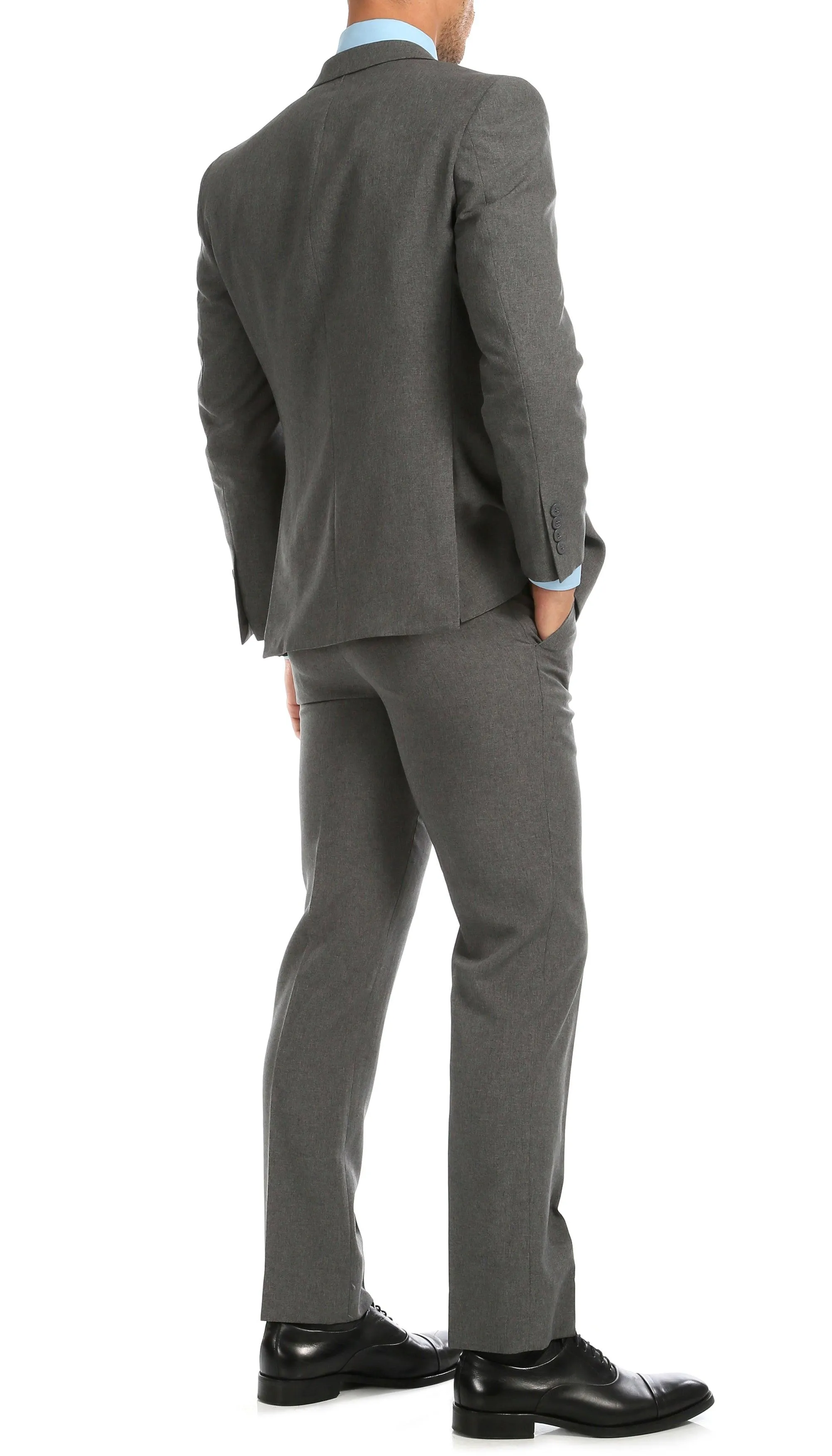 PL1969 Mens Heather Grey Slim Fit 2pc Suit Paul Lorenzo.